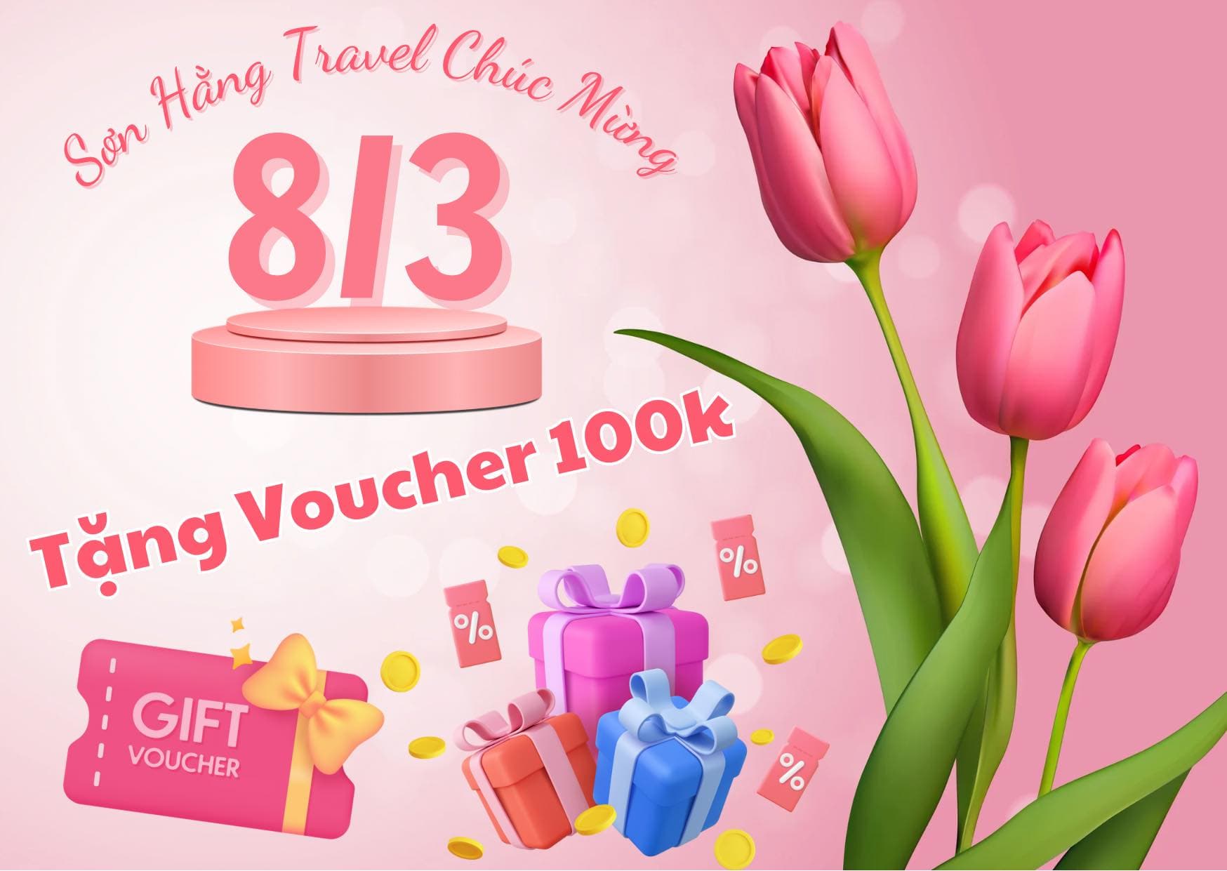Ưu đãi trong ngày 8/3: Sơn Hằng Travel tặng voucher 100.000đ cho chị em chốt tour