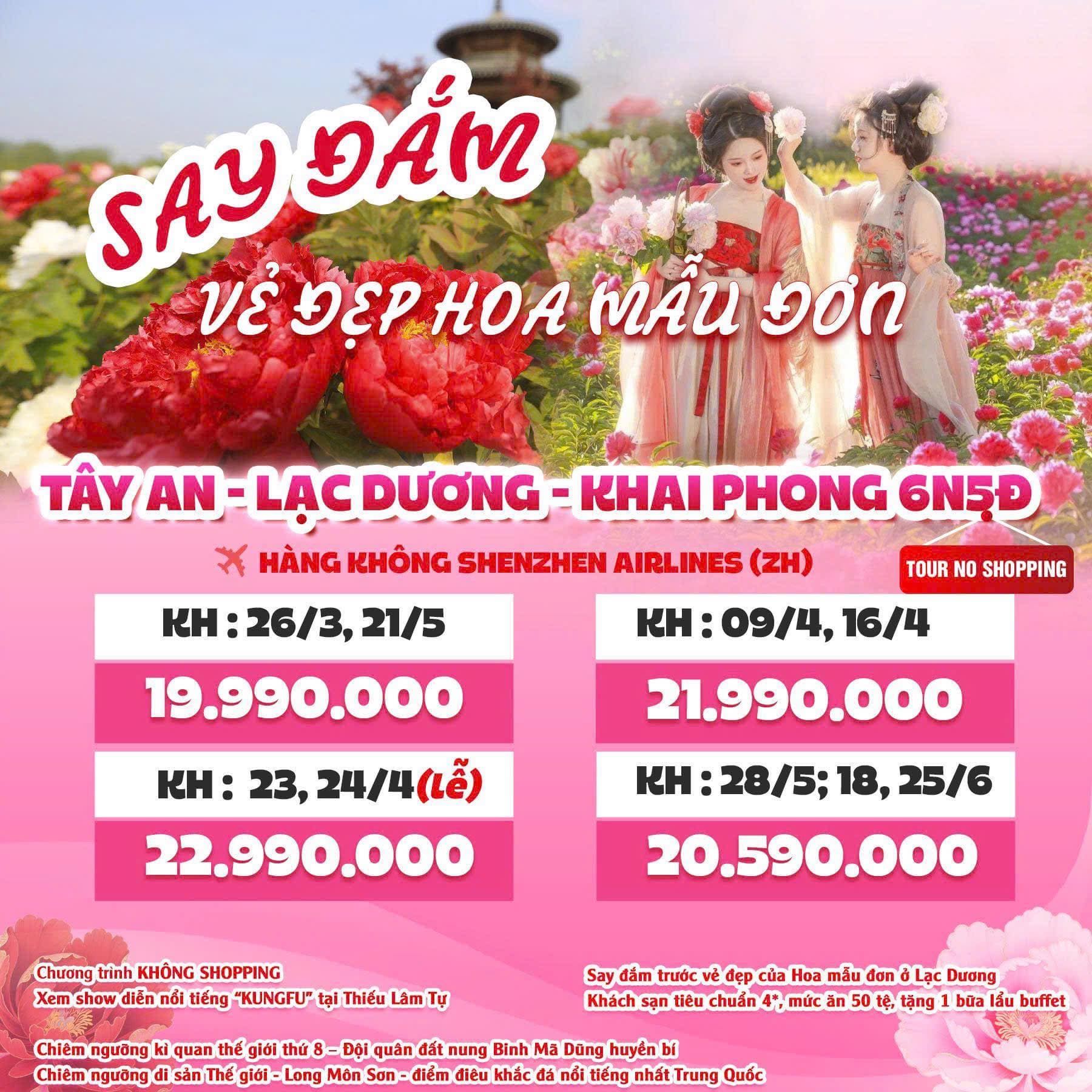 Mùa hoa mẫu đơn ở Lạc Dương đang vào độ đẹp: tuyến Tây An – Lạc Dương – Khai Phong 6N5Đ rất đáng cân nhắc