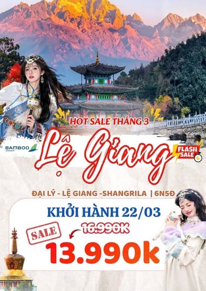 Flash sale tháng 3 cho cung Đại Lý - Lệ Giang - Shangrila: khách thích tuyến Vân Nam đẹp nên chốt sớm